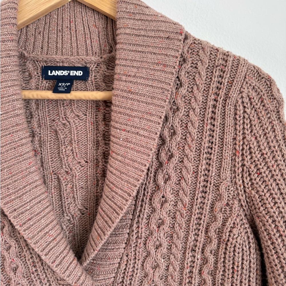 Lands' End Women's Shawl Collar Cardigan - blushing tan